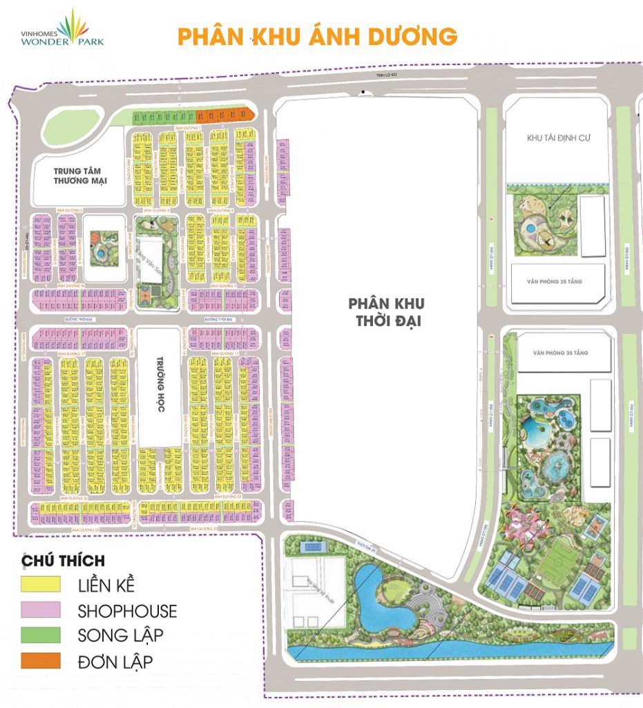 Phân khu Ánh Dương Vinhomes Wonder Park Đan Phượng